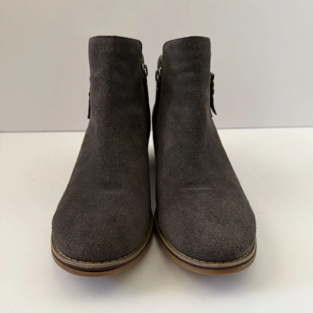 Blondo Valli Womens 8.5 M Gray Suede Waterproof Ankle Boots Booties Side Zip